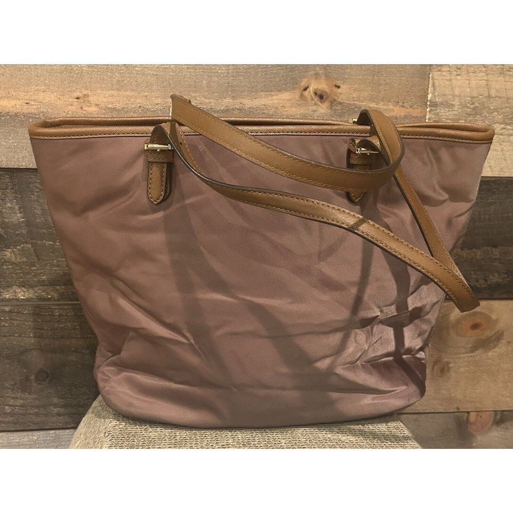 Michael Kors Nylon Tote Jet Set Nylon Saffiano Leather Tan Large Shoulder Bag - Picture 5 of 13